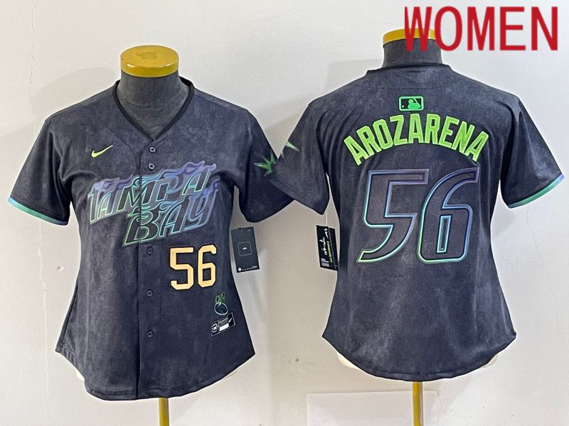Women Tampa Bay Rays #56 Randy Arozarena Nike MLB Limited City Connect Black 2024 Jersey style 3->women mlb jersey->Women Jersey